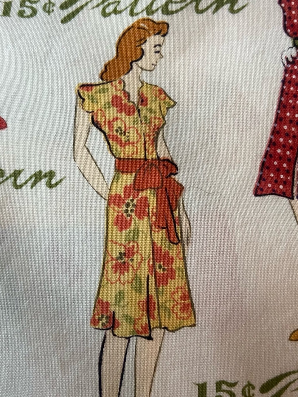 2 yards retro Army pinup fabric